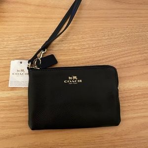 Coach black leather wristlet